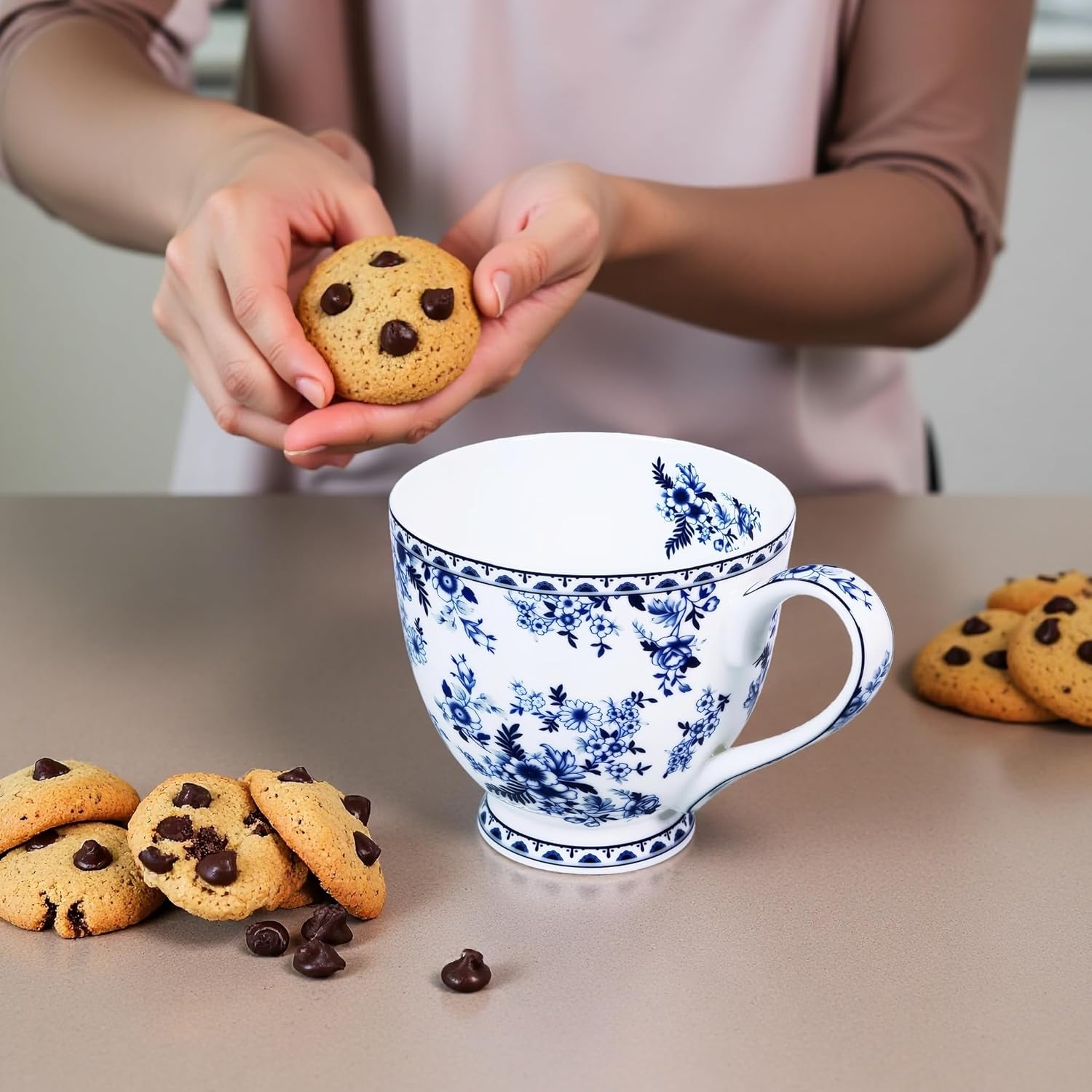 16 oz Floral Mugs Bone China Mug Elegant Floral Coffee Tea Cup - Microwave Dishwasher Safe Mug Perfect for Coffee, Tea,Hot Beverages - Ideal Gift for Friend Colleague Dad Mom - Image 6