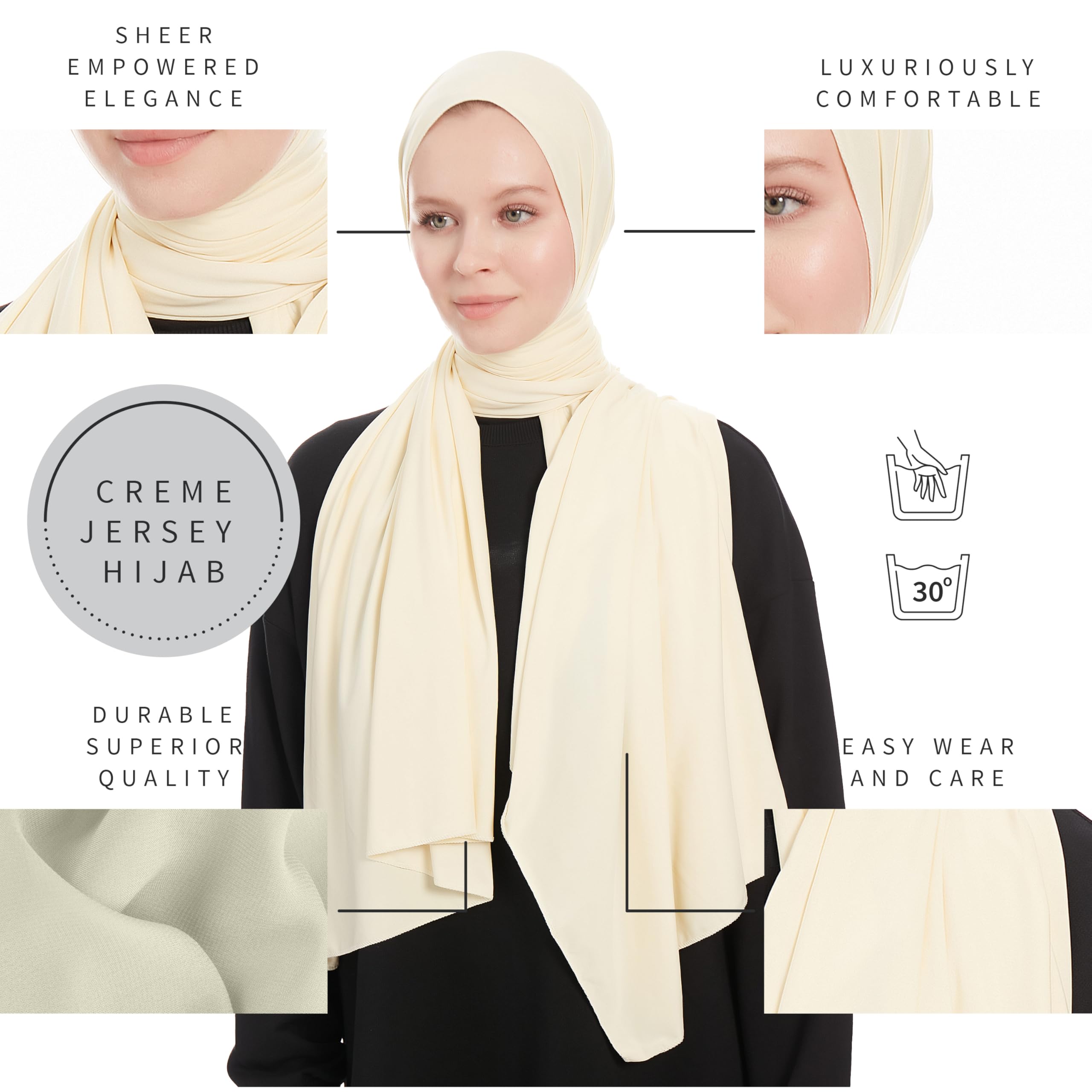 Hijab jersey dla kobiet - Hidżab z dżerseju - Długie chusty hidżabu - Muzułmański hidżab - Szal hidżabu - 180x70 cm