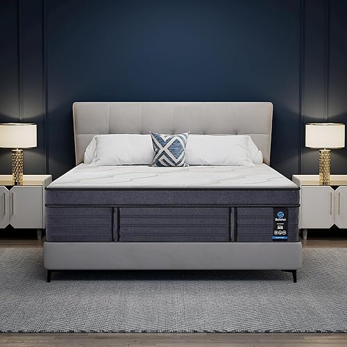 Suiforlun California King Mattress, 15 Inch Fiberglass-Free Hybrid Charcoal Gel Memory Foam Mattress with 7 Premium Layers and Upgraded Edge Support Pocket Coils, Medium-Plush