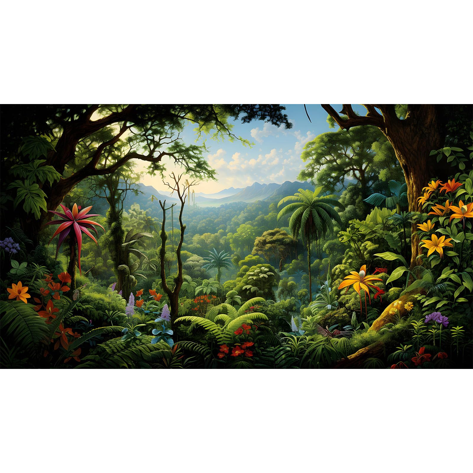 Rainforest Aquarium Background Fantasy Jungle Tropical Trees Flowers Landscape Fish Tank Background Mountain Forest Reptile Tank Backgrounds Fantasy Forests Reptile Enclosure Backgrounds 30x12in