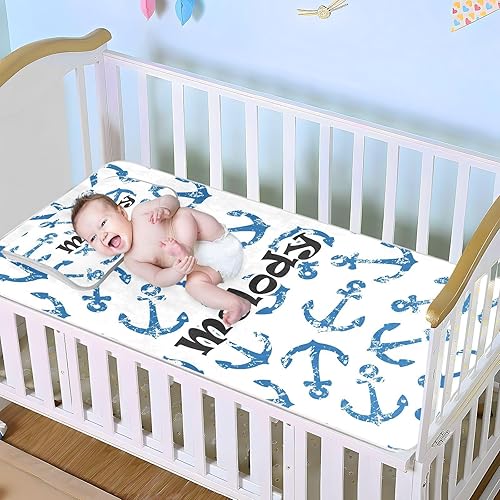 Miniatura 3 de Custom Anchors Crib Mattress Protector Pad for Boys Girls Baby Ice Silk Mat Bed Crib Mattress Pad Mat Cooling Mattress Topper for Pack N Play