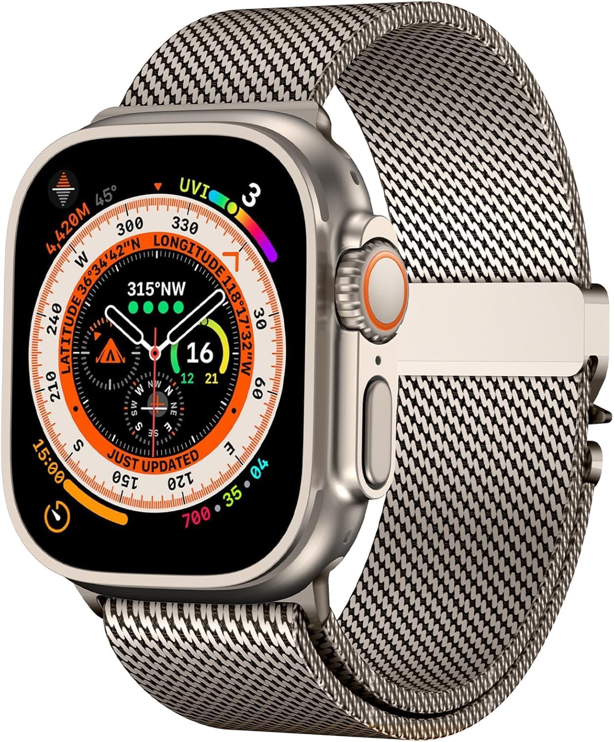 Mycvlleon Milanese Mesh Loop for Apple Watch Band Men Apple Watch Ultra 3/2/1 44 mm 45 mm 46mm 49mm Ser Women,Stainless Steel Parachute-style Buckle for iWatch Ultra 2 Series 11 10 9 8 7 6 SE 5 4 3 - Image 2