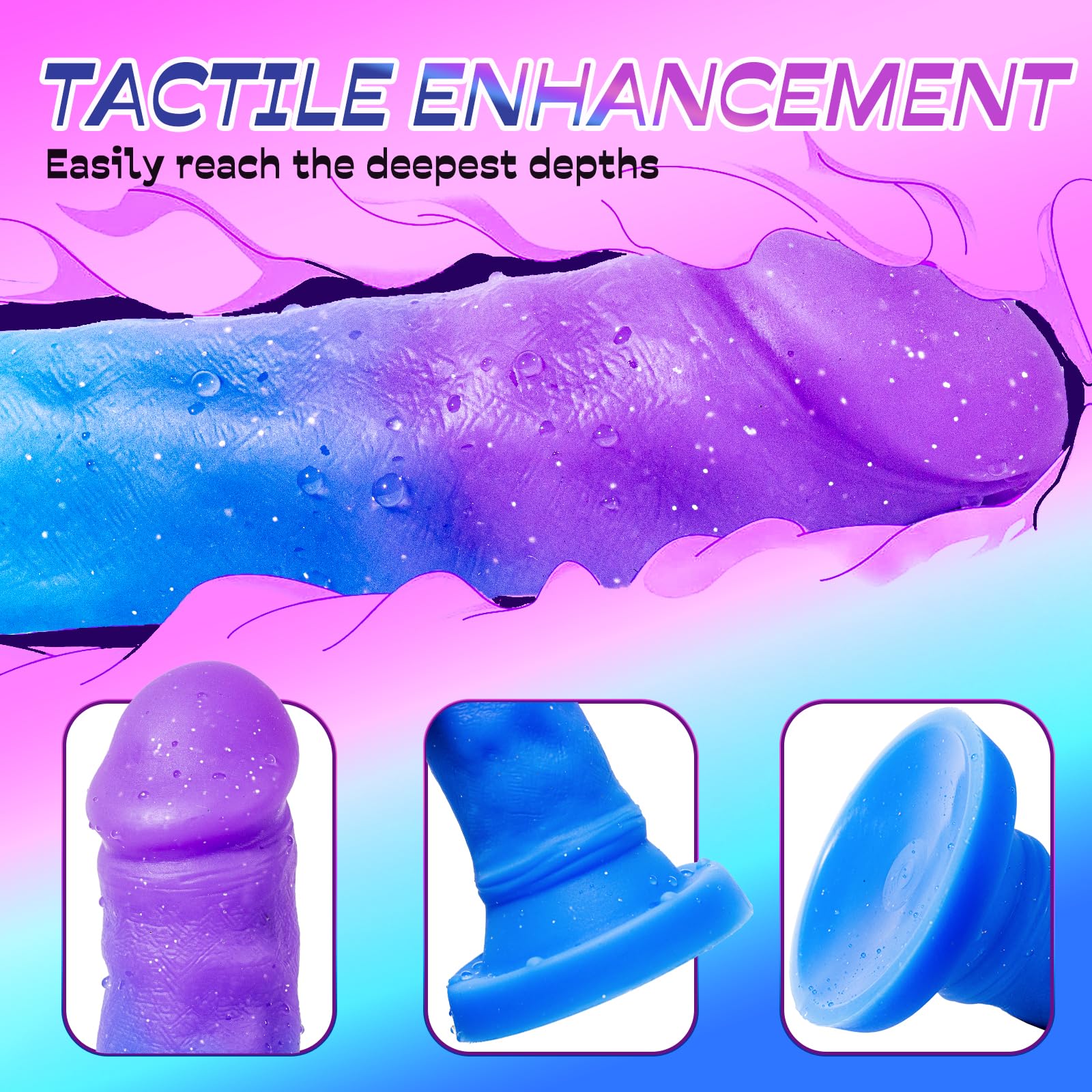 Realistic Dildo Clear Silicone 7.8" Blue-Purple Gradient Dildo with Strong Suction Cup for Women Hand Free Play Flexible Soft Penis Dong, Adult Sex G-spot Dildos Toys for Vaginal and Anal Stimulation