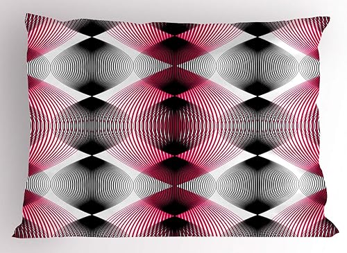 Miniatura 10 de Lunarable Synthwave - Juego de 2 fundas de almohada, estilo retro de los años 80 con estampado de palmeras y sol a rayas, similar al vaporwave,