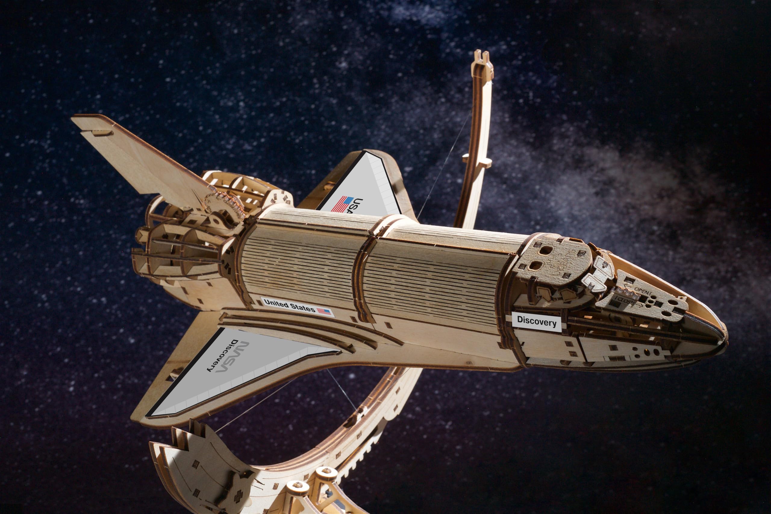 UGEARS NASA-Raumfähre Discovery Holzpuzzle Erwachsene 3D - Modellbausatz Erwachsene Modellbau Holz Puzzle 3D Puzzle Holz Bastelset, Mechanisch Modellbau Hobby Bausatz, Weihnachts DIY Geschenke