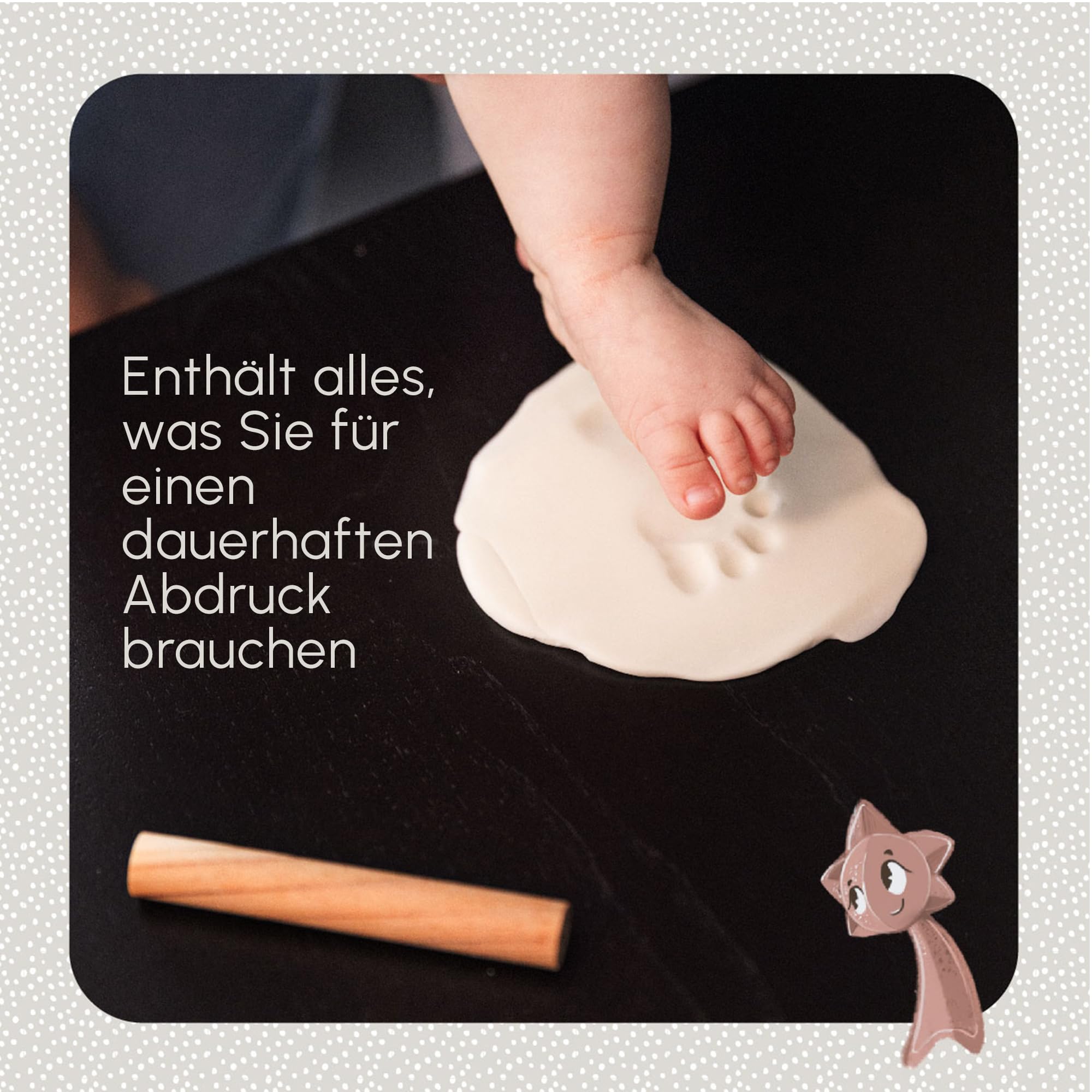 Tiny Love Doppelter Bilderrahmen, Gipsabdruck Baby Hand und Fuß, Clay Set, Andenken Hand-/Fußabdruck Neugeborene, Dermatologisch Getestet, Geschenk Neugeborene, All-in-One-Set, Tiny Creations, Weiß