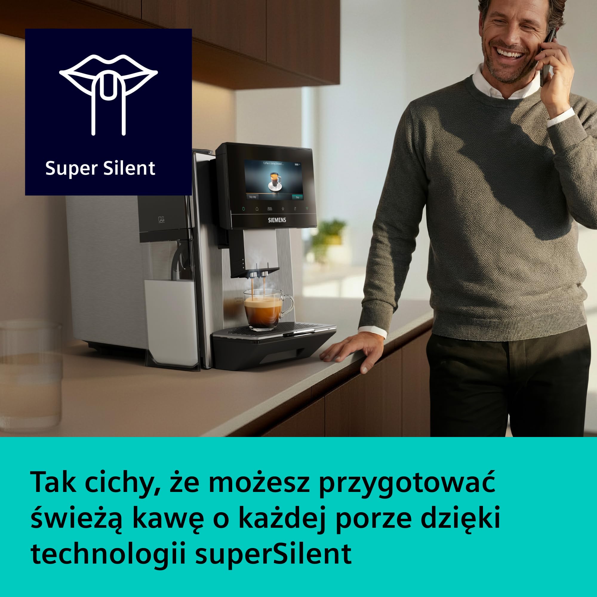 Siemens, automatyczny ekspres ciśnieniowy, EQ900 plus iAroma, automatyczne czyszczenie i odkamienianie, spersonalizowane ustawienia smaku, precyzyjne mielenie, stal nierdzewna, TQ923EZ3