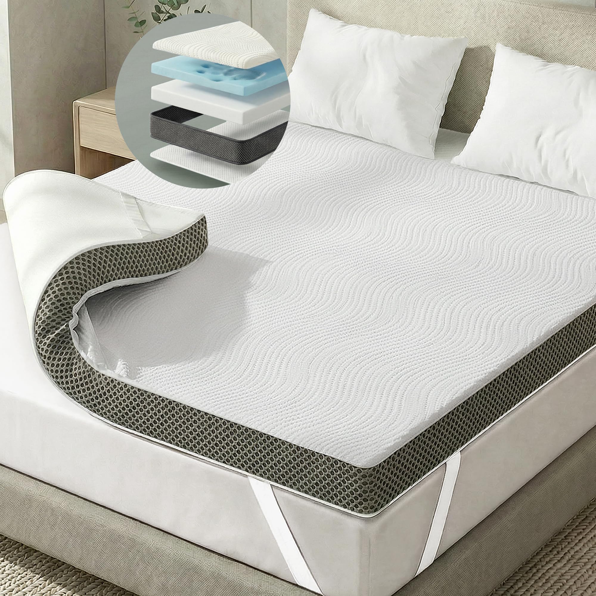 Degrees of Comfort Memory Foam Mattress Topper Small Double Size, 5cm Thick Hypoallergenic Toppers with Airflow Mesh and Soft, Washable, Anti-Slip Cover for Back Pain and Silentnight Sleep
