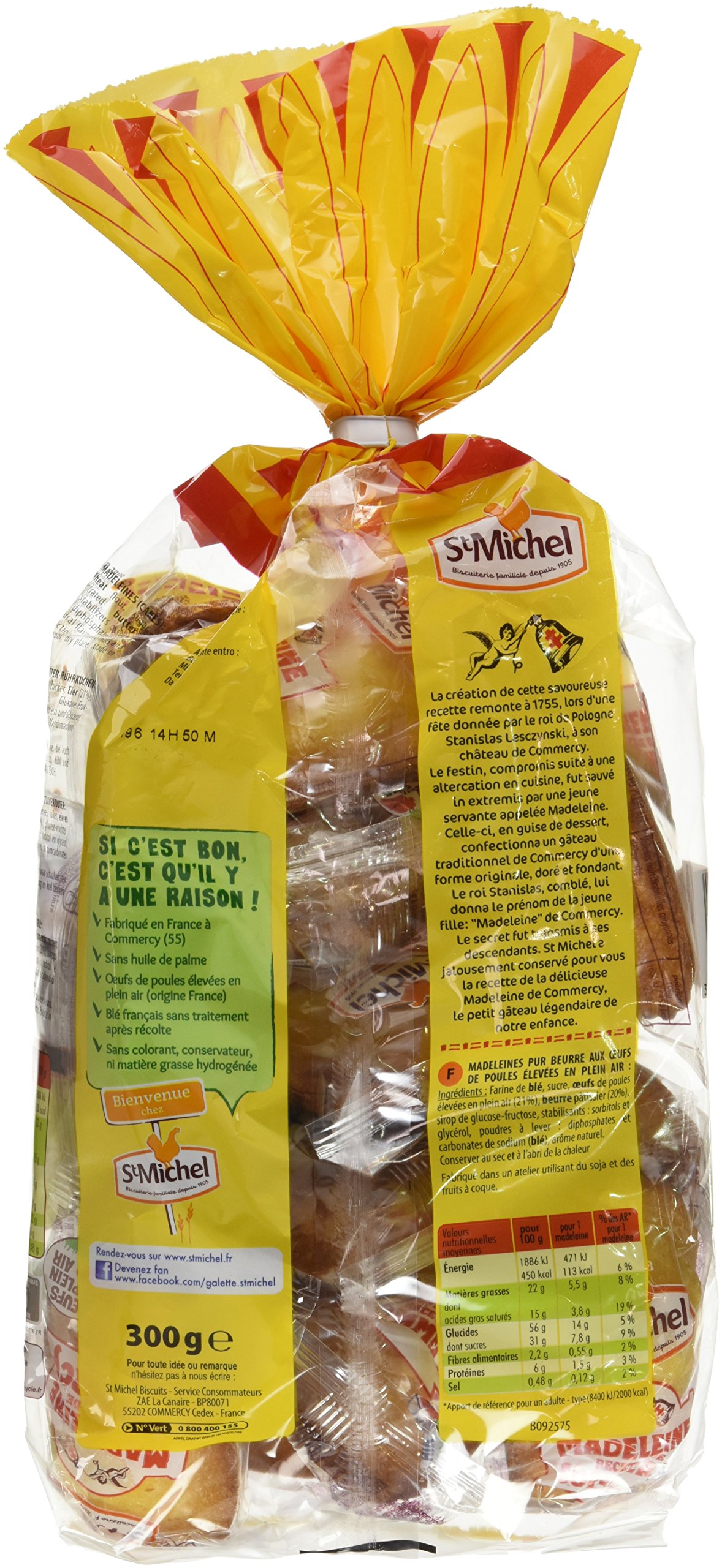St Michel 12 Madeleines Recette de Commercy Pur Beurre 300 g - Lot de 6