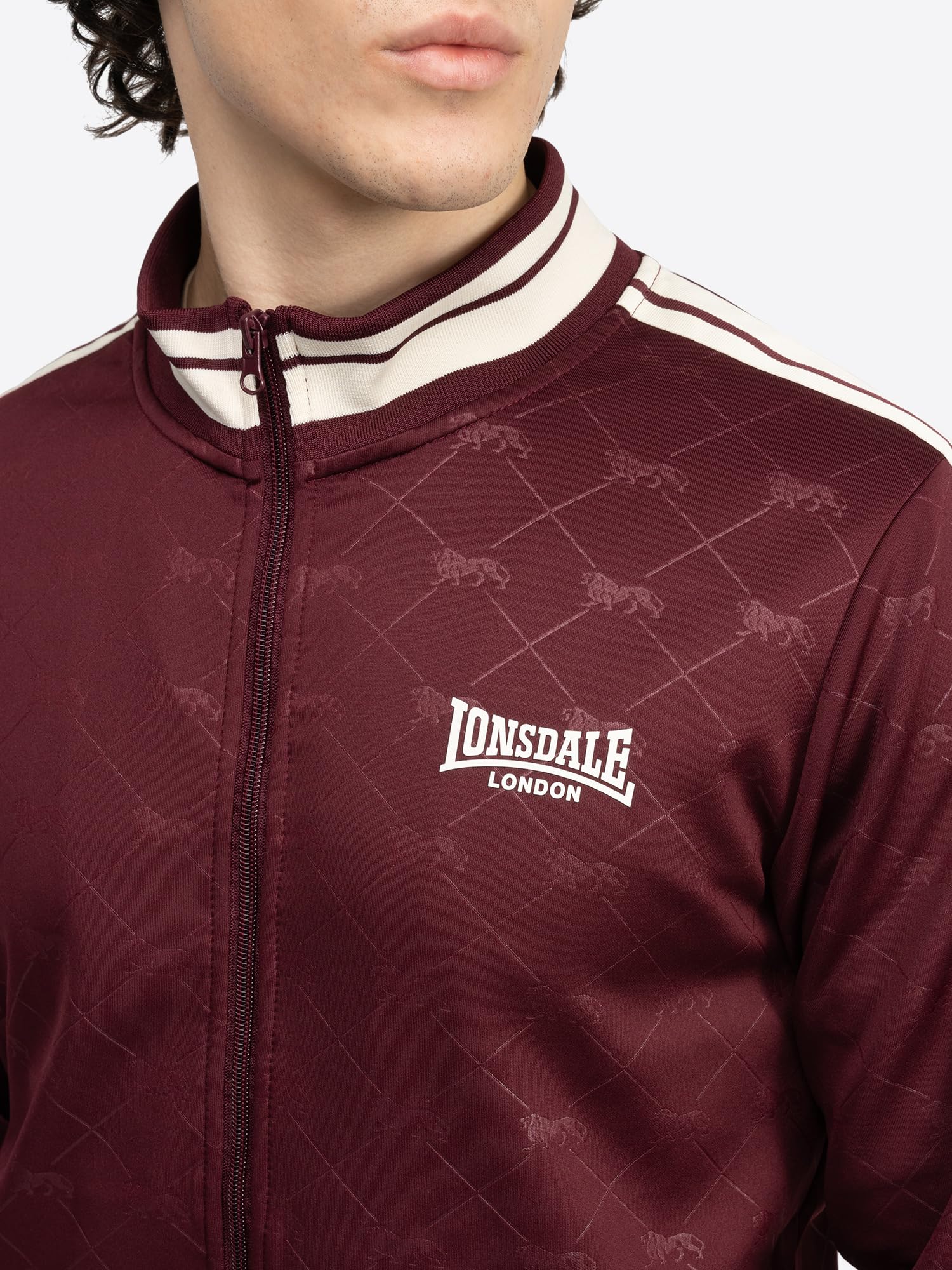 Lonsdale M?ski dres treningowy w?ski krój ASHWELL Oxblood/Ecru M, Oxblood/ecru, M