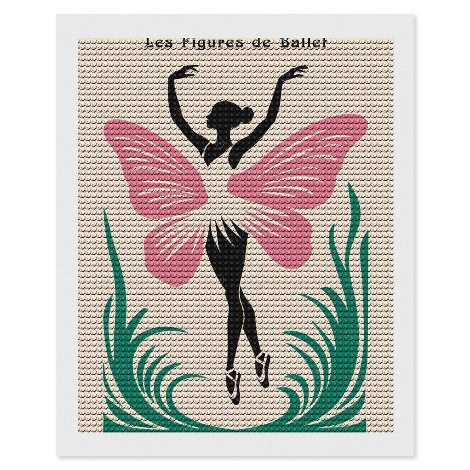 Junmoney Les Figures De Ballet Art Print Diamond Art Canvas 16"x20", Easy Handmade Project, Complete Accessories, Bedroom Decor, Birthday Gift