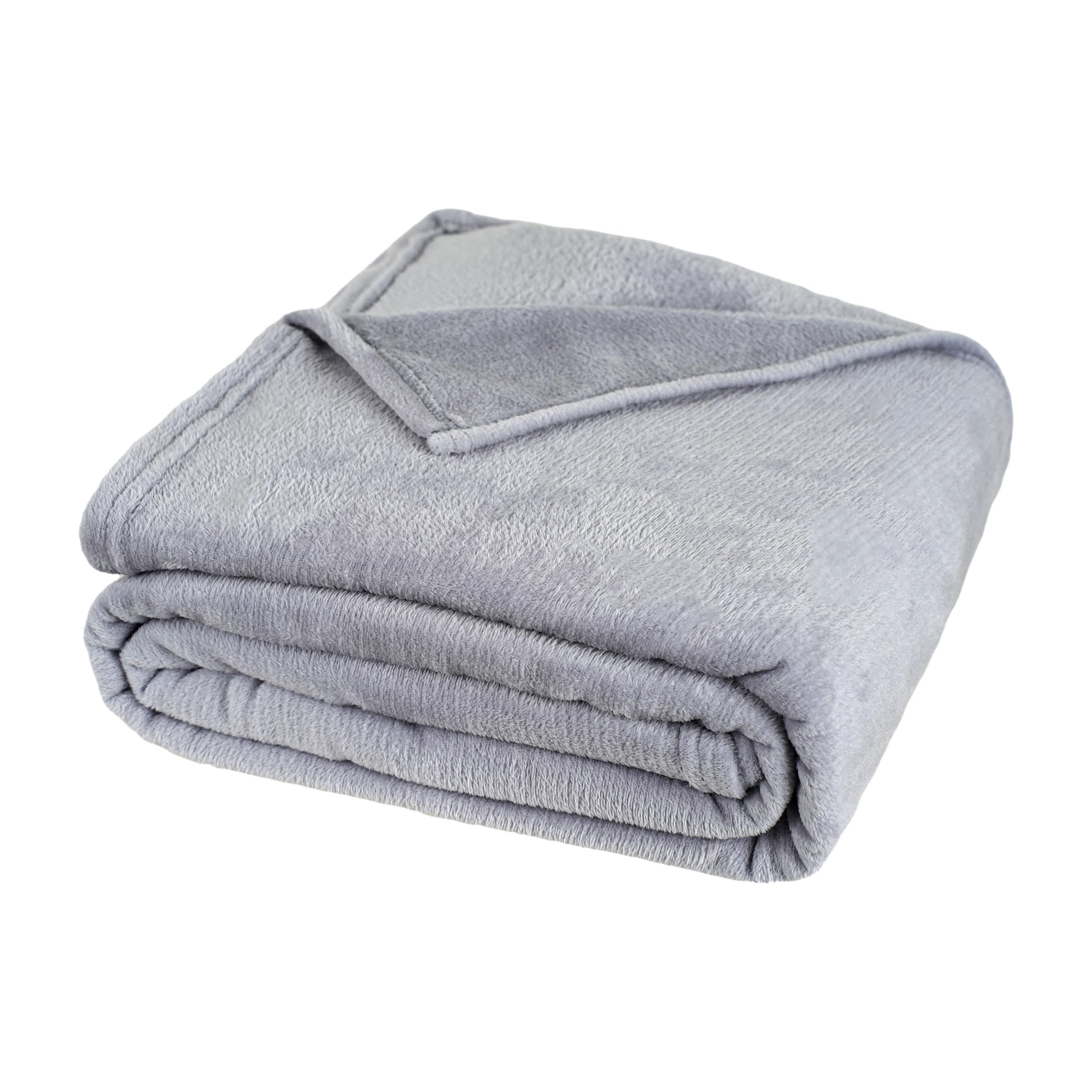 H HANSEL HOME Manta Coral Grabada 150x210cm para Sofá Extrasuave 100% Microfibra, Manta Sofa Franela Sobrecama, Manta Polar para Cama para Toda Estación - Gris Liso