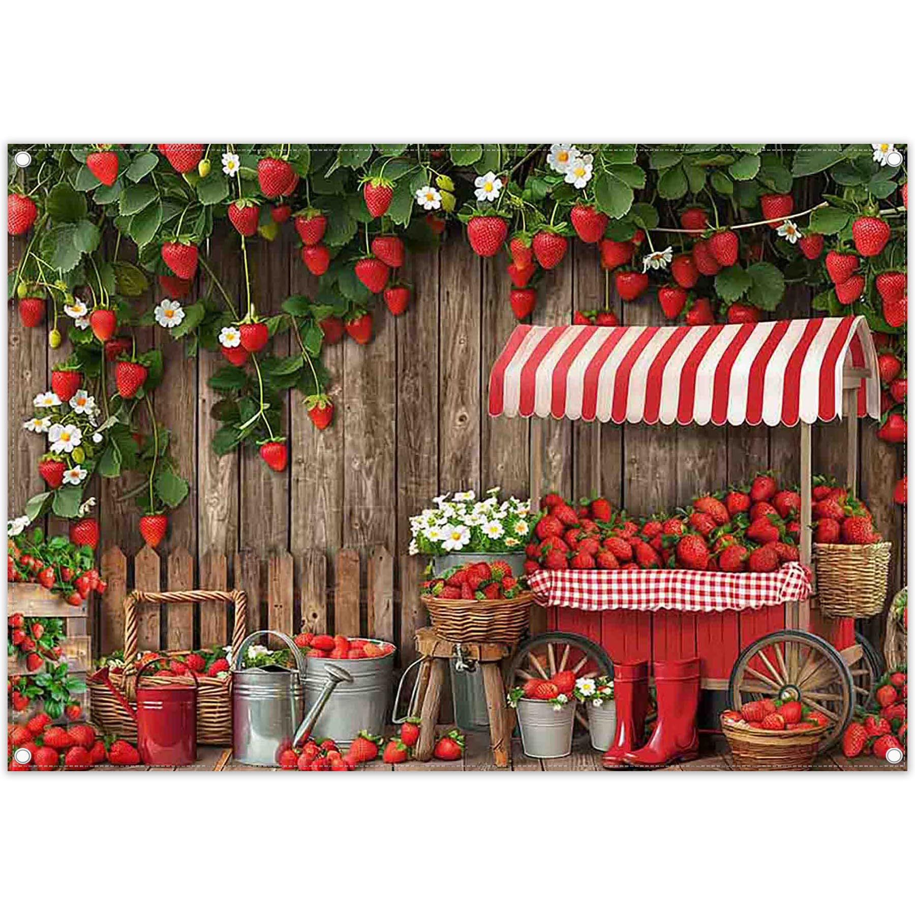 Luminora 2,1 x 1,5 m sfondo con cabina di fragola fattoria recinzione in legno scenario fotografia sfondo festa di compleanno baby shower decorazione studio fotografico puntello