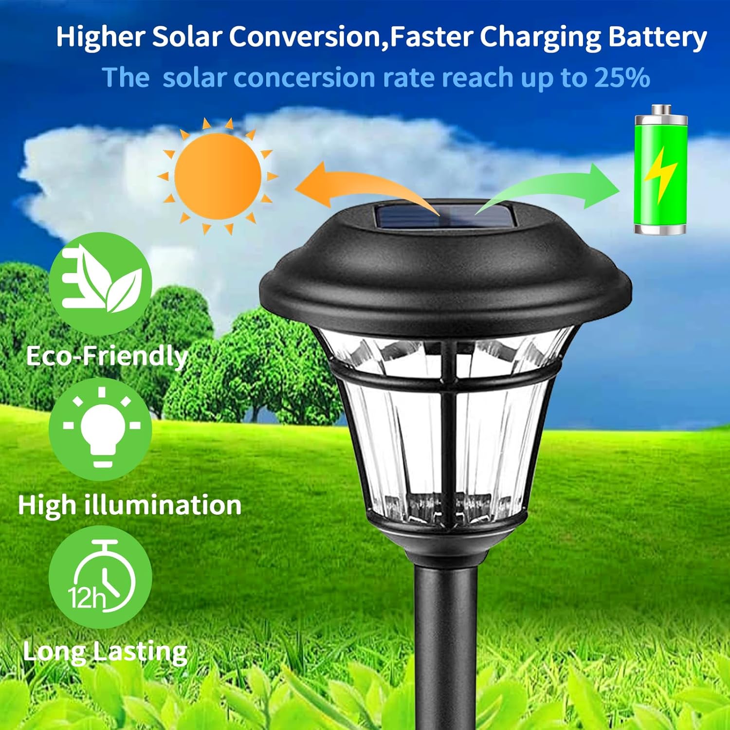 Solar Pathway Lights Outdoor, 12 Pack Warm White Solar Light Outdoor, Waterproof Garden Lights, Auto On/Off Walkway Lighter Outdoor, Solar Lights for Yard Patio Walkway Driveway Pathway