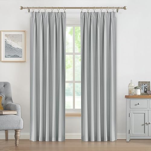 Miniatura 6 de WEST LAKE Paneles de cortinas opacas plisadas de acetato con pestañas traseras, cortinas de seda sintética de acetato con pestañas traseras,