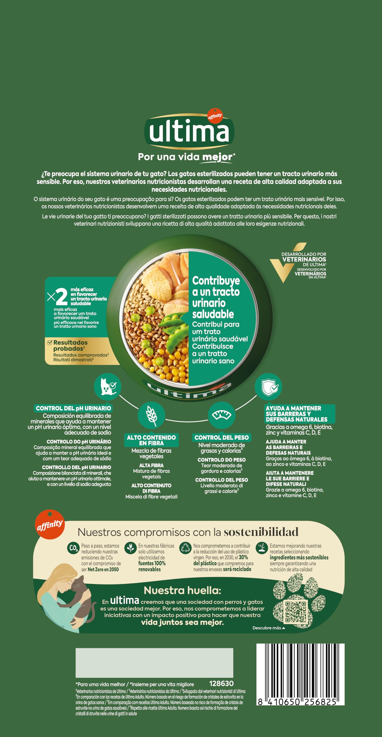 Ultima Cibo per Gatti Sterilizzati per Prevenire Problemi alle Vie Urinarie con Pollo - Confezione da 4 x 1,5 kg - Totale: 6 kg