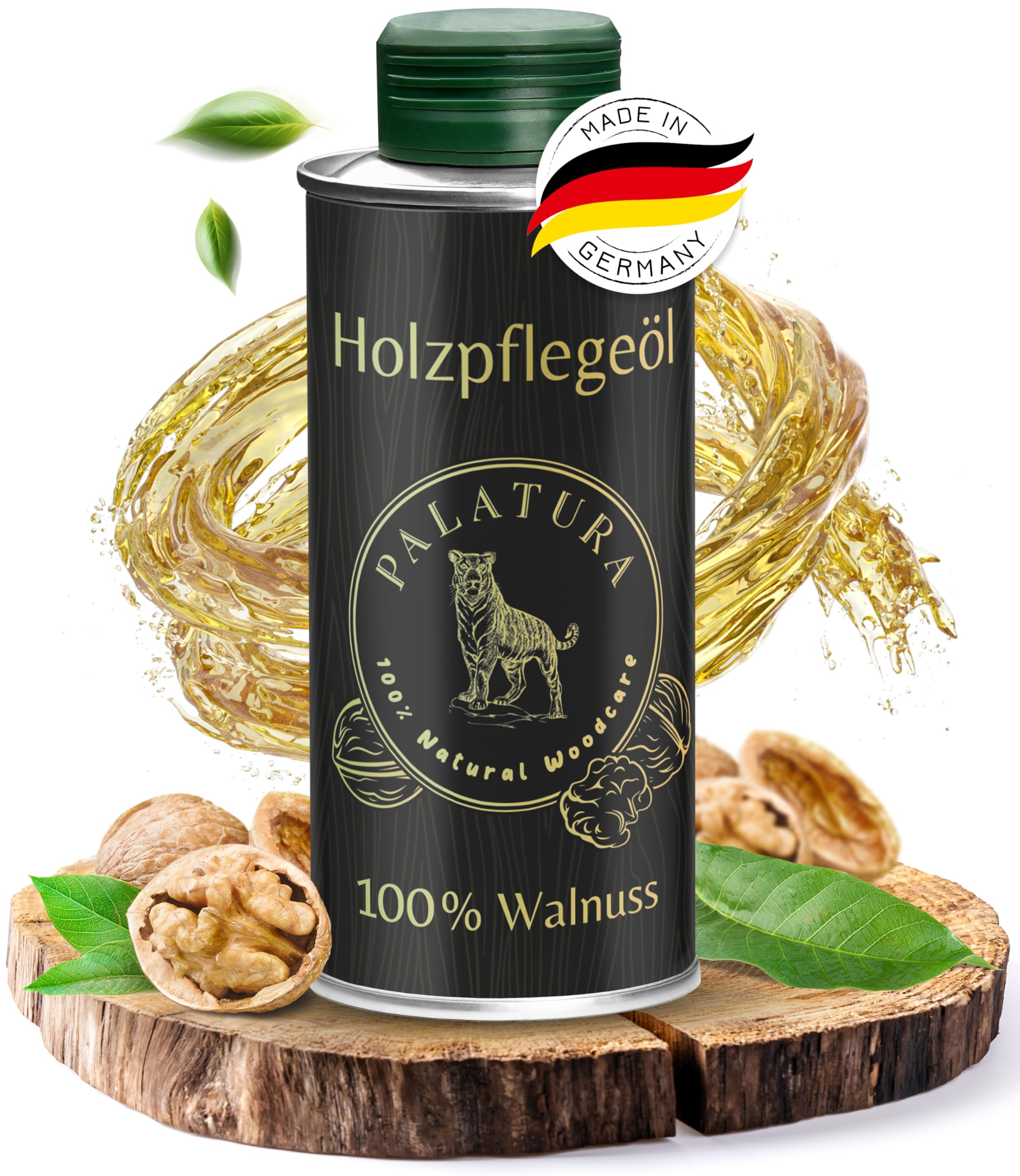 Palatura Walnussöl für Holz - Umweltfreundliches Holzöl für Innen & Außen, lebensmittelecht, schnell trocknend, seidiger Glanz