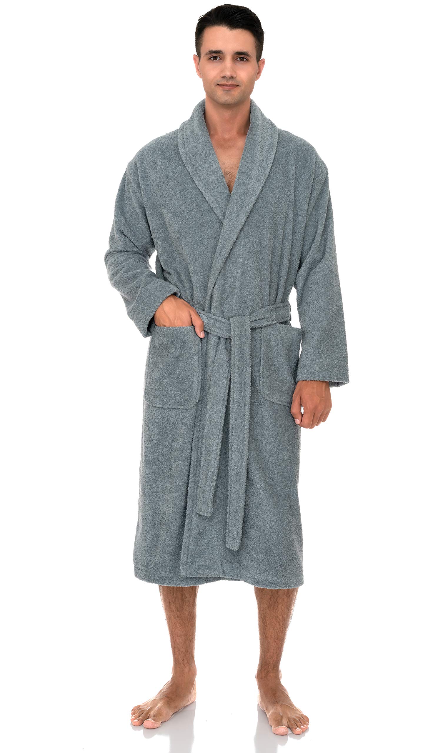 TowelSelections Mens Robe 100% Cotton Terry Cloth Towel Bathrobe Luxury Soft Shawl Bath Robe for Men