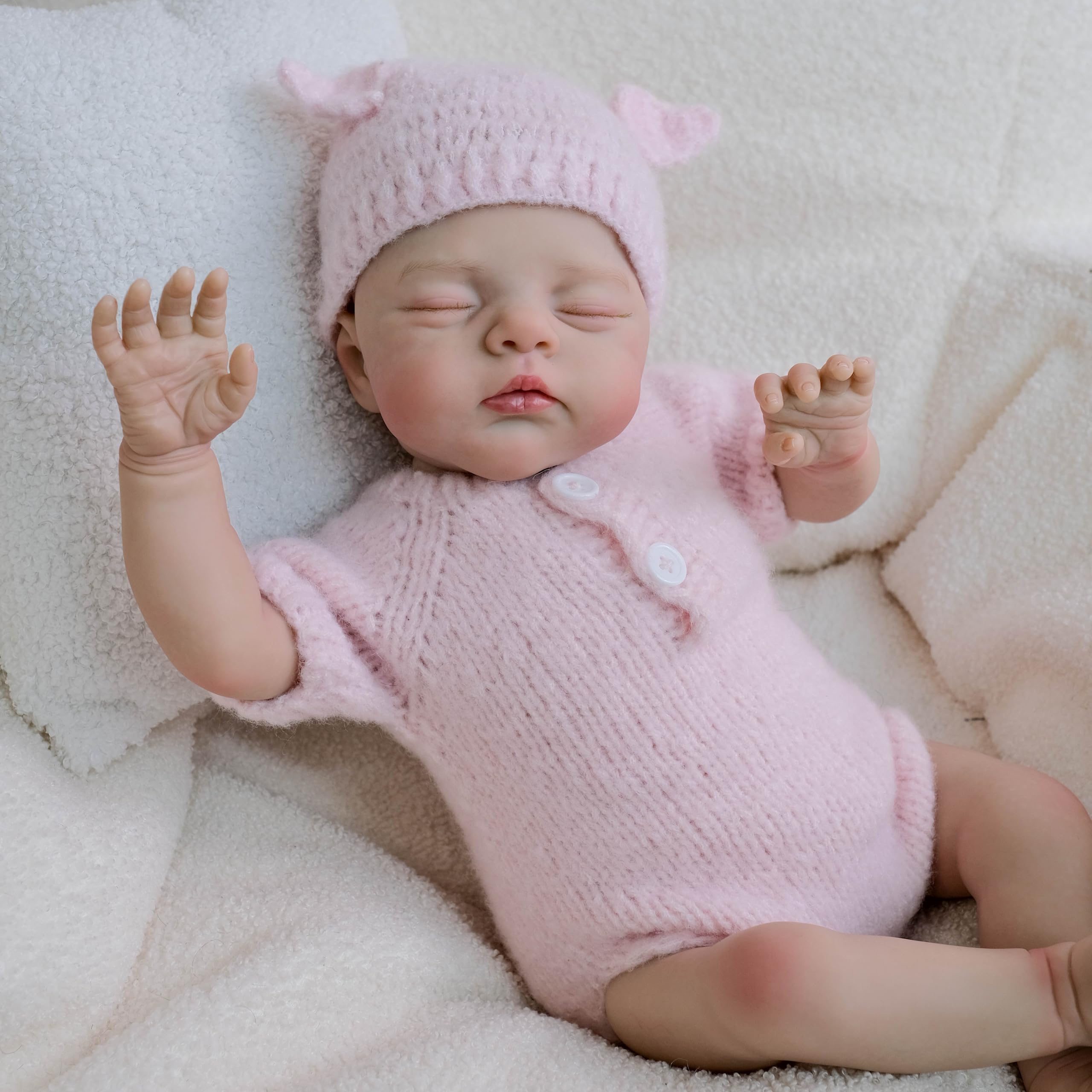 Realistyczne lalki Reborn Baby Dolls miękkie winylowe realistyczne lalki noworodka, tkanina, ciało, różowy kombinezon, który wygląda jak śpiące dziecko, ważona lalka Reborn, zabawka, prezent