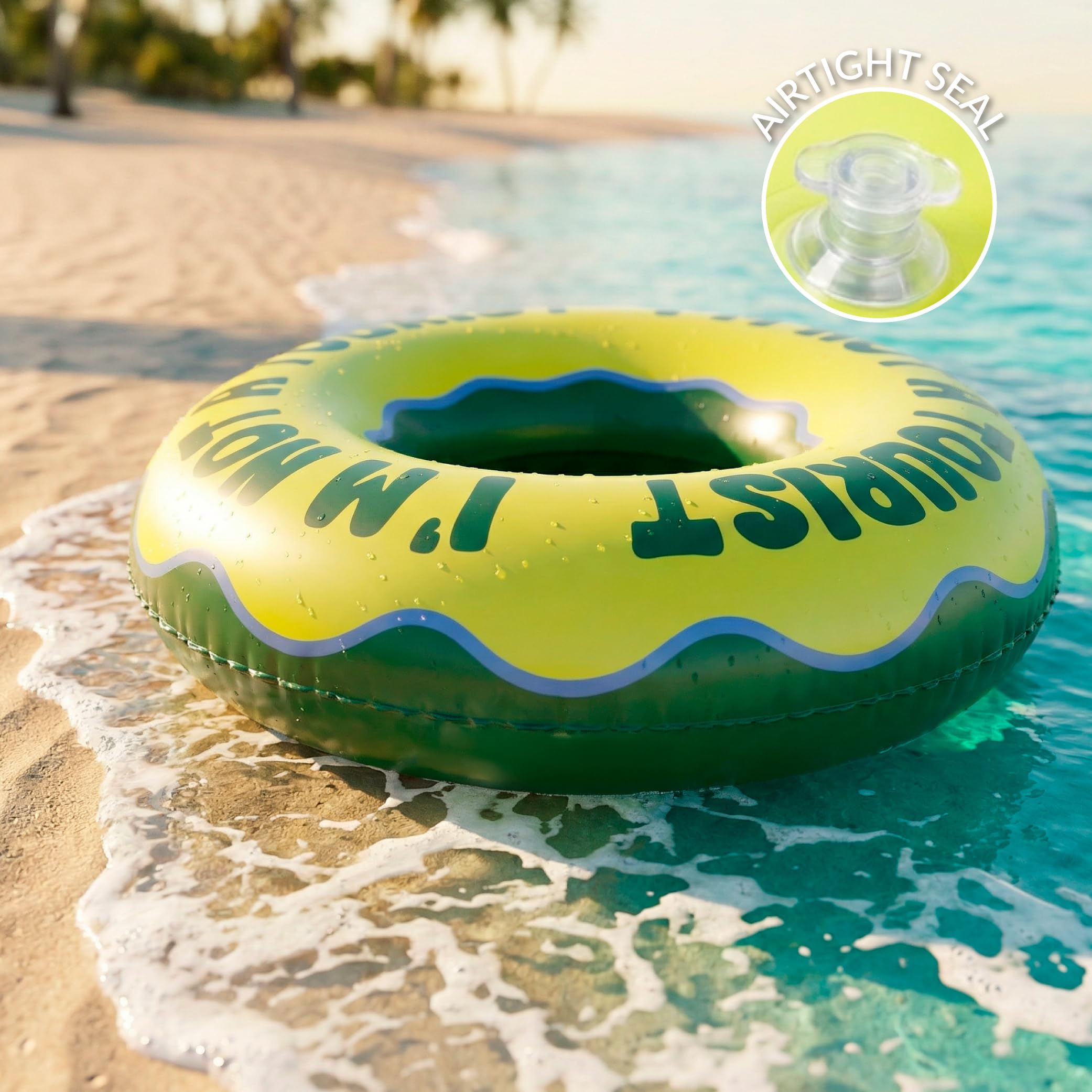 Fisura – Koło dmuchane „I'm not a tourist” zielone 105 cm, koło dmuchane z zaworem bezpieczeństwa do szybkiego pompowania, dmuchane koło do pływania na basen i plażę