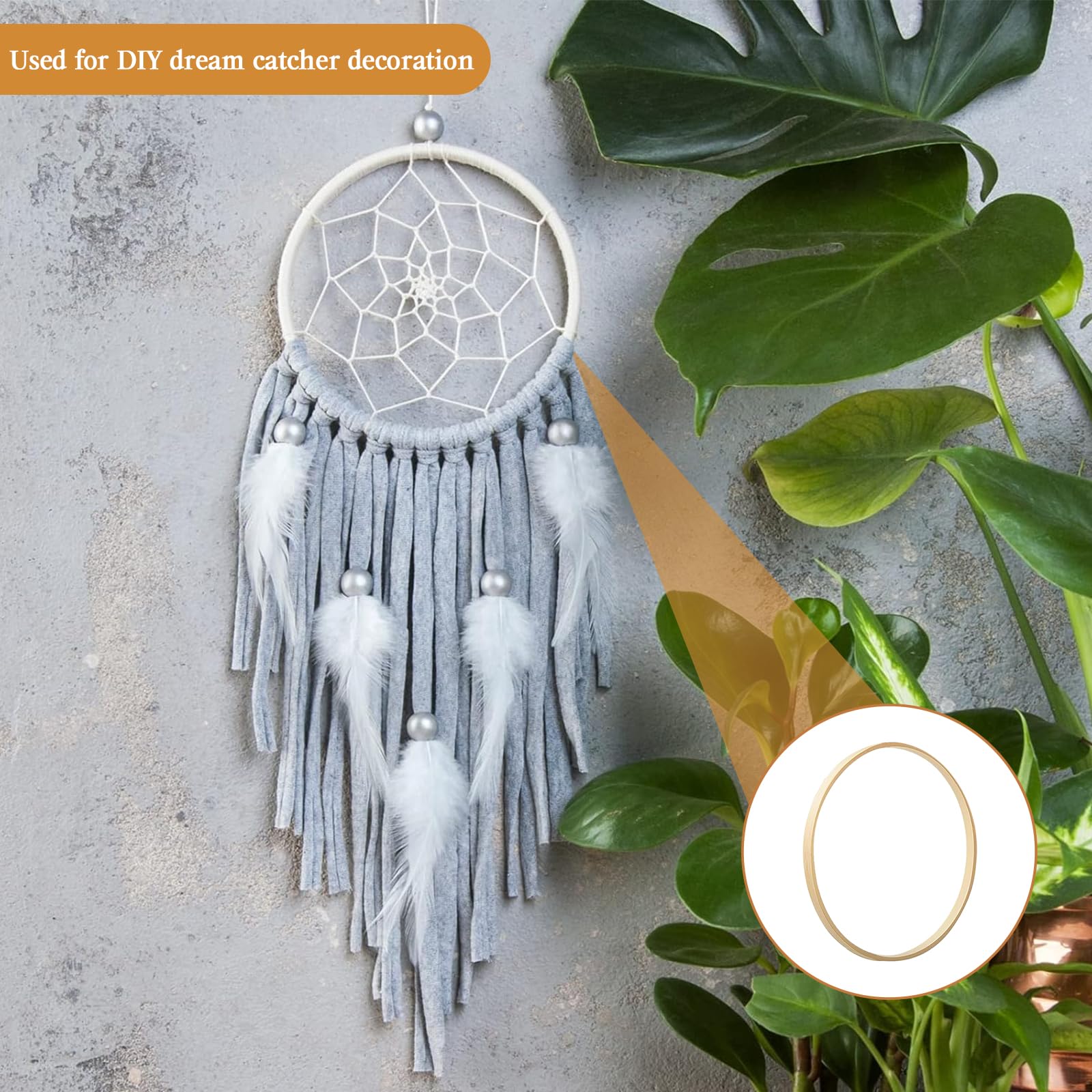 Wekuw 12 Piezas Aros de Madera, Bambú Aros para Atrapasueños, Aros Anillos de Madera para Decoración de Coronas Atrapasueños, Bricolaje Navidad o Guirnalda de Boda Dream Catcher Wall Craft