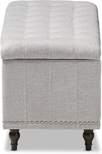 Miniatura 6 de Baxton Studio Sherrill - Banco otomano tapizado de tela beige grisáceo con botones