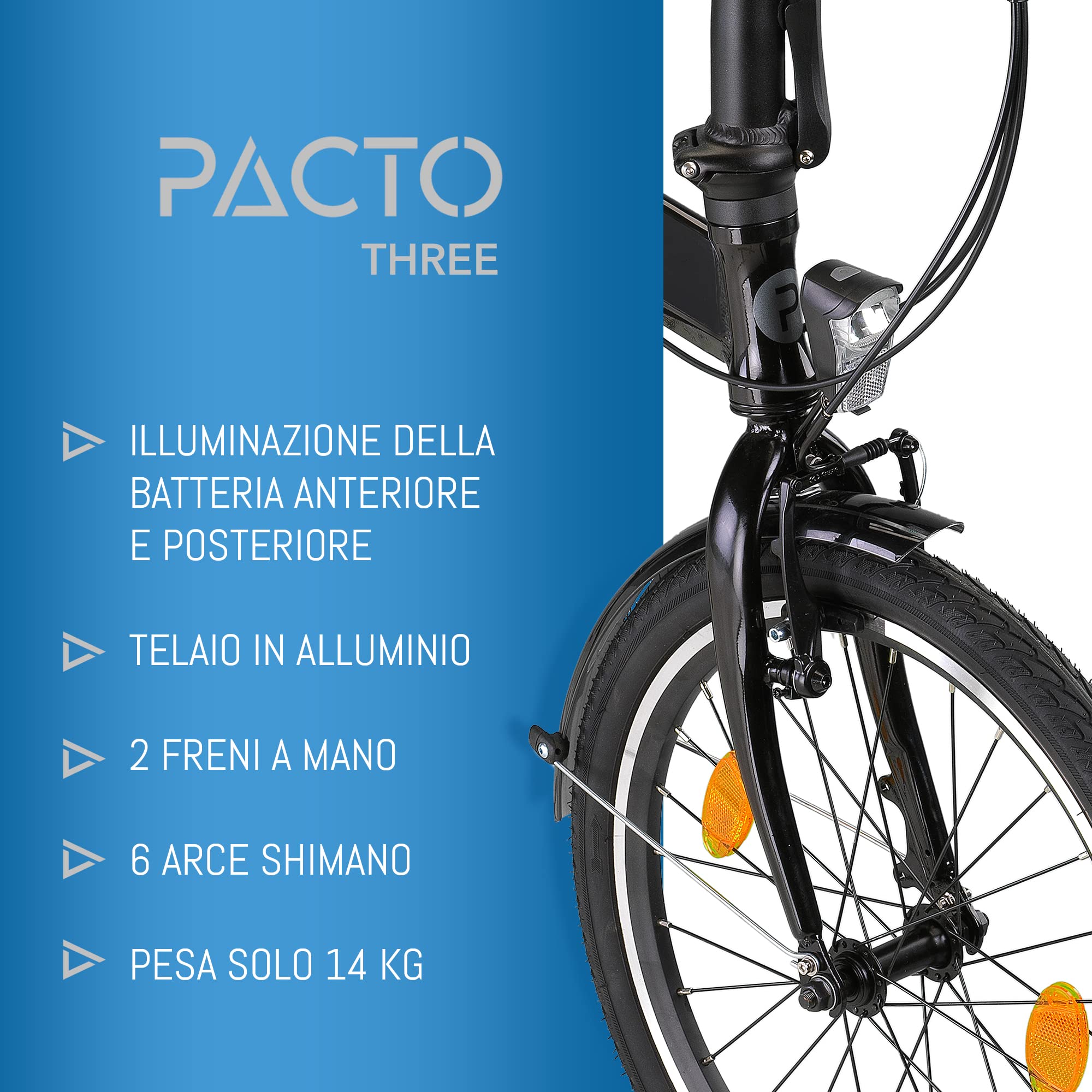 PACTO Bicicletta pieghevole di alta qualità, per adulti, telaio in alluminio, 27 cm, ruote in alluminio da 20 pollici, bicicletta pieghevole a 6 velocità Shimano