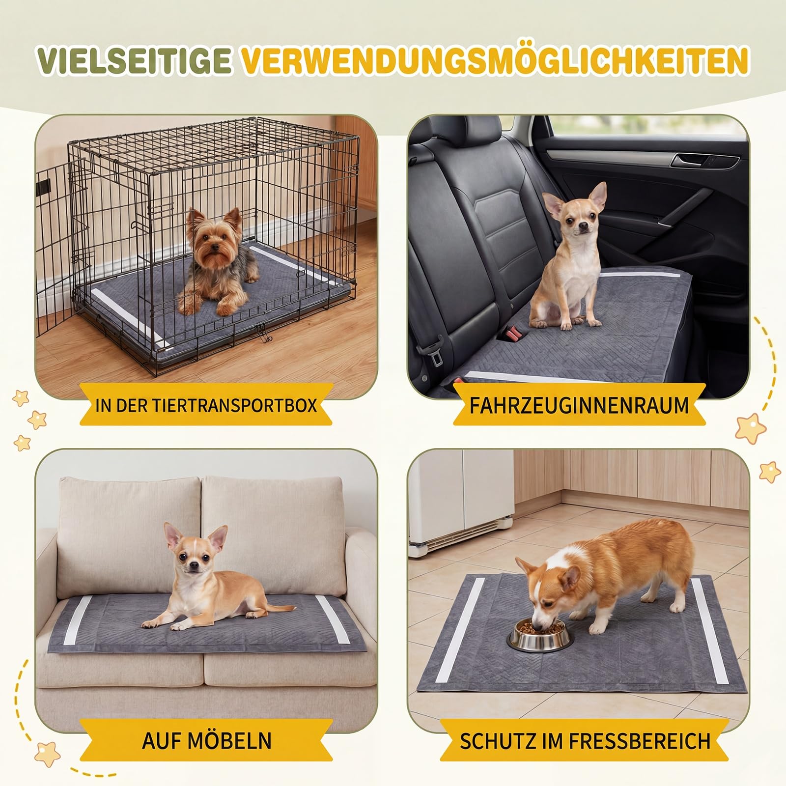 GYMAX 150 Stück Welpen Unterlagen 60 x 60 cm, PIPI Matten für Hunde mit Kohlenstoff zur Geruchskontrolle, auslaufsicheres 6-lagiges Design, Schnelltrocknende Puppy Pads