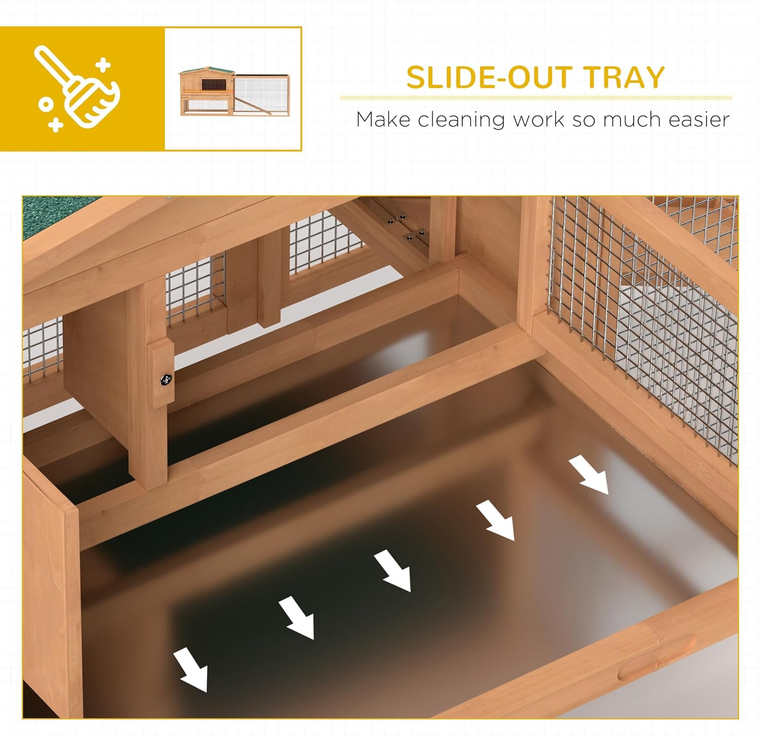 Natural Wood and Wire Outdoor Rabbit Hutch with Run