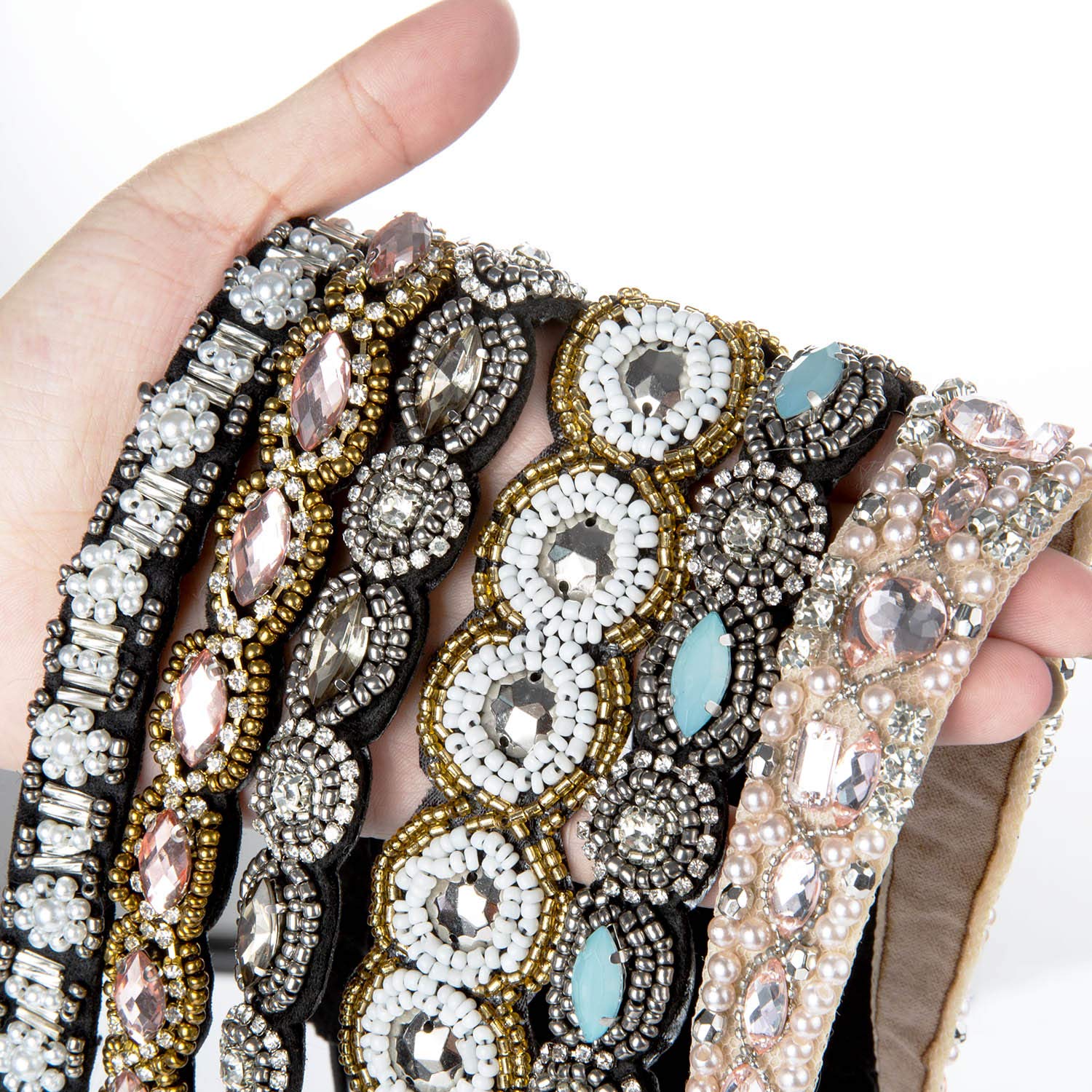 6 Fasce Elastiche Con Strass Per Capelli - Accessori Bohemien Per Donne E Ragazze | Regolabili Per Feste E Matrimoni - Foto 6