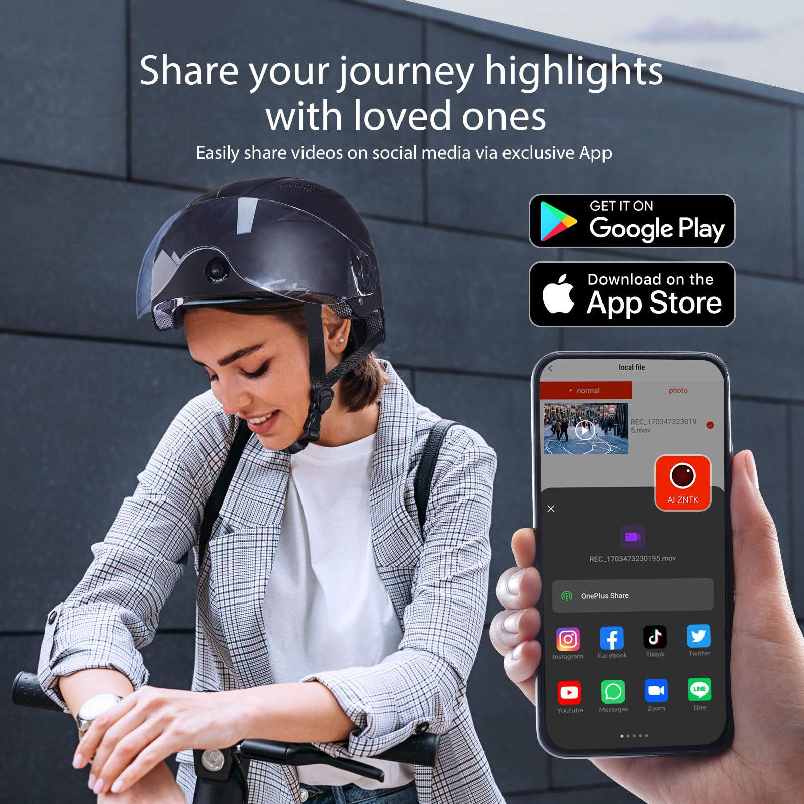 DC2 Casque Bluetooth intelligent avec caméras avant et arrière Enregistreur vidéo HD pour vélo électrique Scooter électrique Certifié CPSC Casque de vélo pour adulte Noir