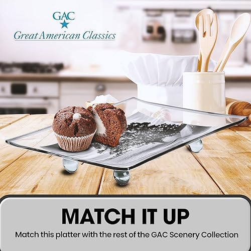 Miniatura 7 de GAC Bandeja rectangular de vidrio templado para servir en bola de vidrio, 10 x 14 pulgadas, bandeja de servir resistente a roturas y astillas, para