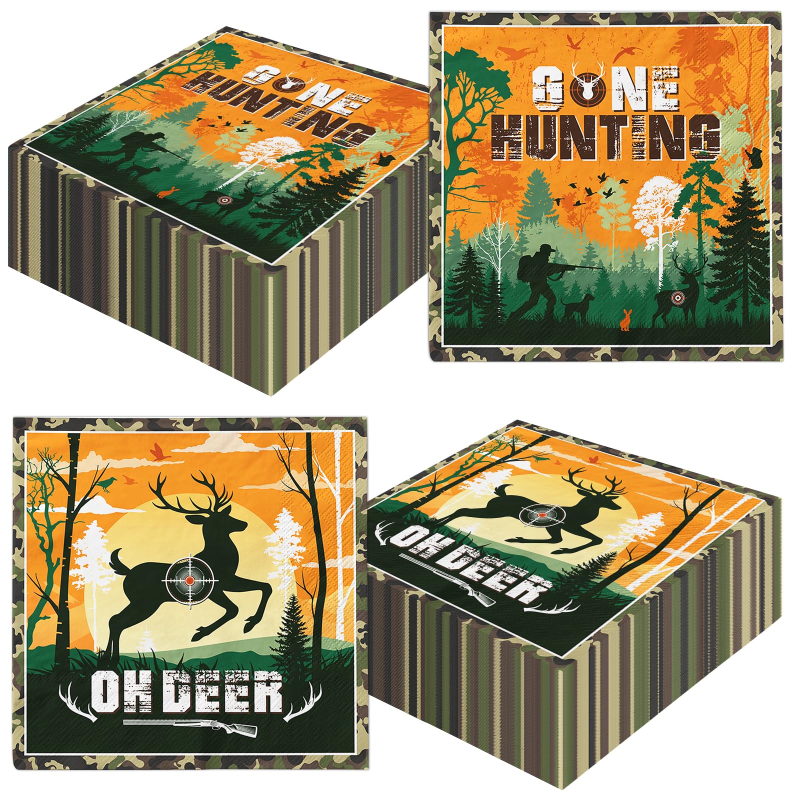 Hunting Birthday Party Decorations 40 Pcs Hunting Camo Party Paper Napkins Oh Deer Hunting Birthday Party Supplies Hunting Napkins for Baby Shower Camo Birthday Party Decorations