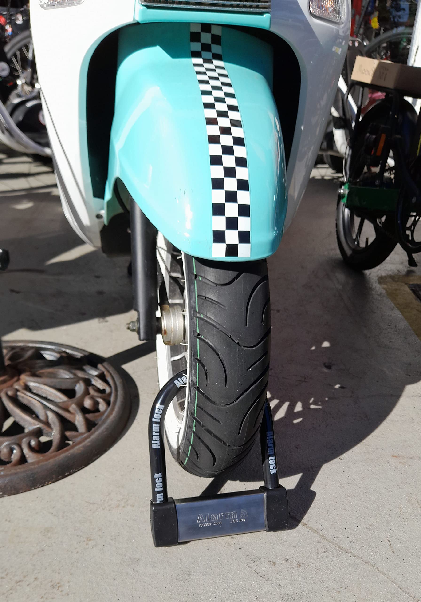 Blokady rowerowe, wytrzymały alarm antykradzieżowy, blokada U, 120 dB, pasuje do szerokich opon, rowerów elektrycznych z grubymi oponami, koła 50 x 10 cm, skutery motocyklowe, stal nierdzewna