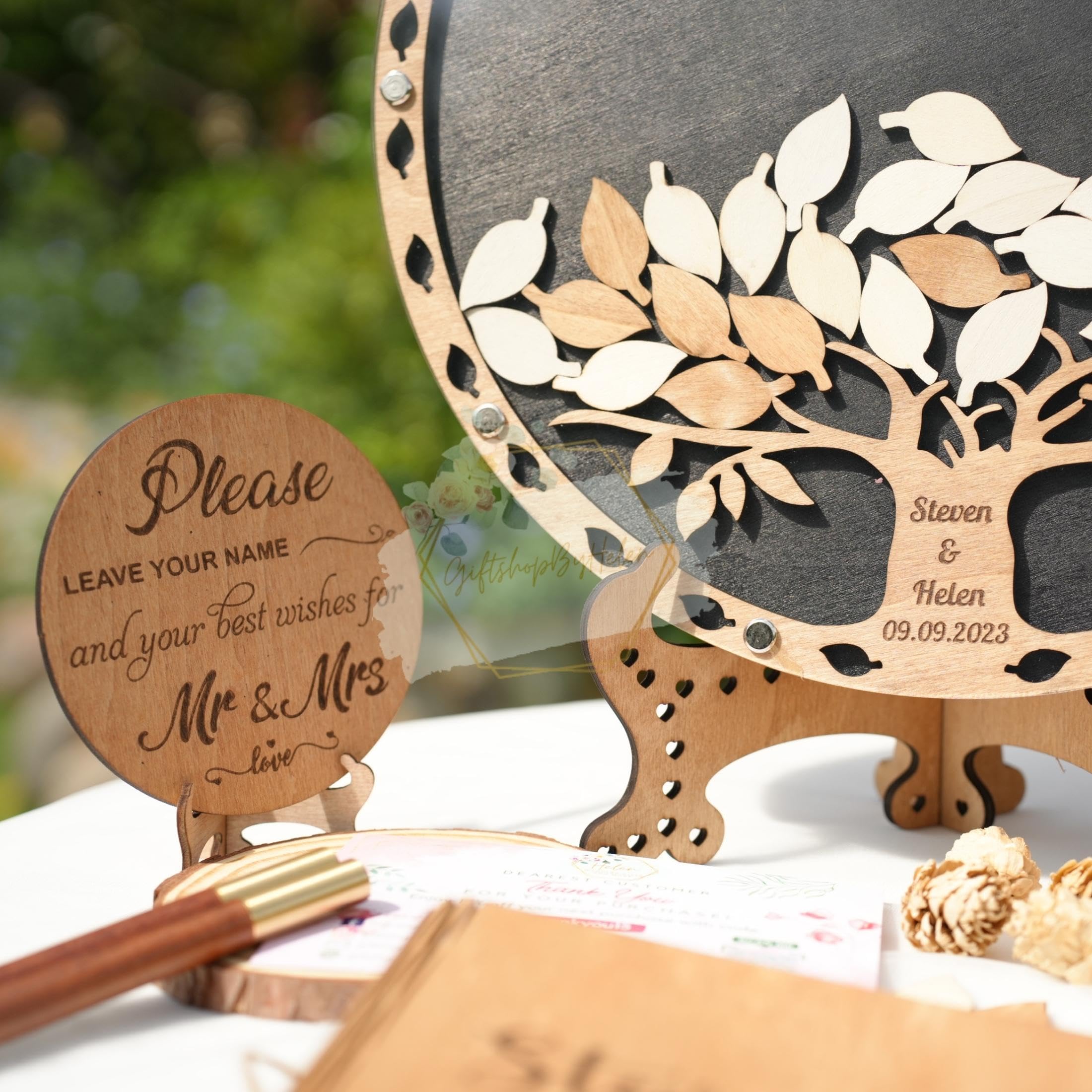 Personalized Tree with Leaves Wedding Guest Book Alternative, Wedding Guest Book for Registry Items, Tree in Circle Guest Book, Family Tree Guest Book Wedding, Alternative Guest Book Wedding Reception
