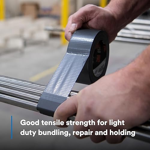 Miniatura 7 de 3M Cinta adhesiva DT8, paquete de 3, resistencia industrial, multiuso, cinta de color negro, 1.88 pulgadas x 60 yardas, desgarro a mano, adhesivo de