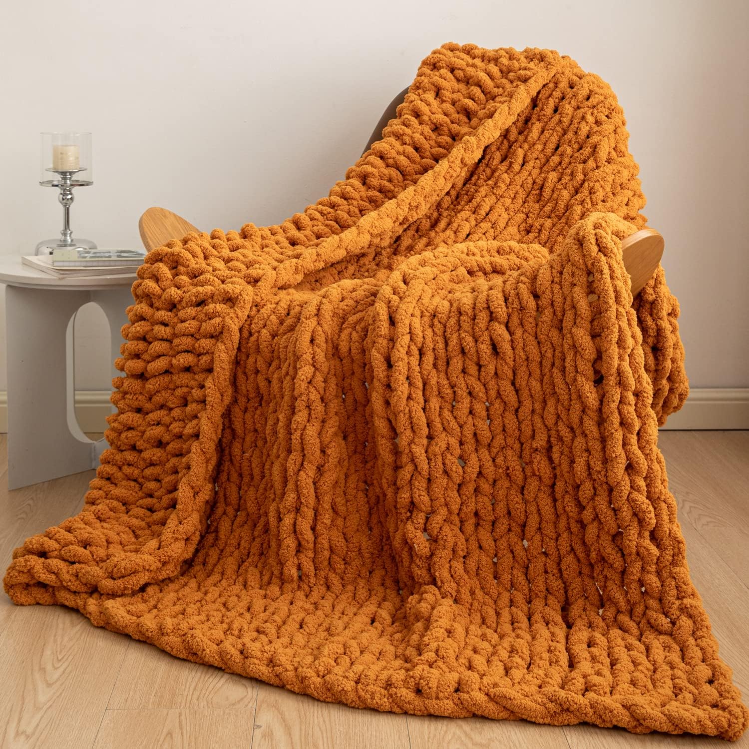 LiBcmlian Chunky Knit Blanket Throw 51"x63" Soft Chenille