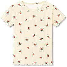 Girl Shirts Lettuce Trim Short Sleeve Solid&Floral Tops Size 6-16 | Soft breathable pointelle knit fabric, relaxed fit for big girls, tweens & teens daily wear, school & outdoor play