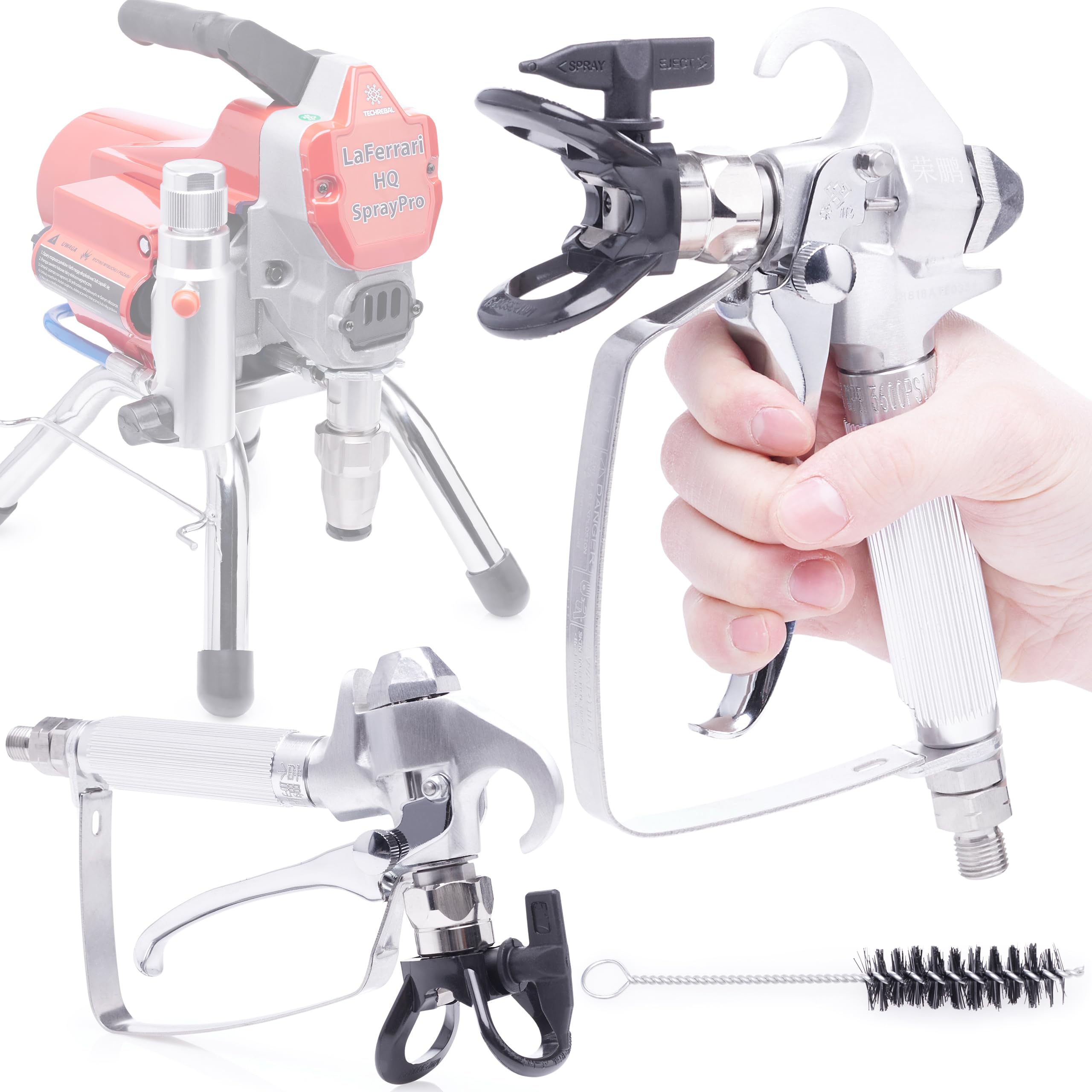 F2 Airless Farbspritzpistole – 3600 PSI Profi-Lackierpistole für Airless-Geräte – 4-Finger-Abzug, 7/8" Gewinde, eingebauter Filter – Ideal für Wandfarbe, Lacke & Fassaden – Robustes Airless-Zubehör
