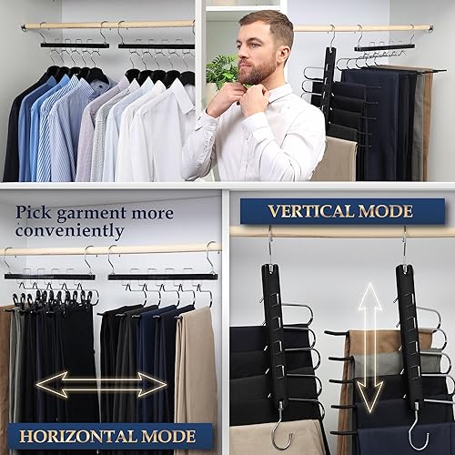 Miniatura 7 de Perchas para pantalones de alta calidad con clips para ahorrar espacio, perchas antideslizantes para jeans, organizador de pantalones para armario,