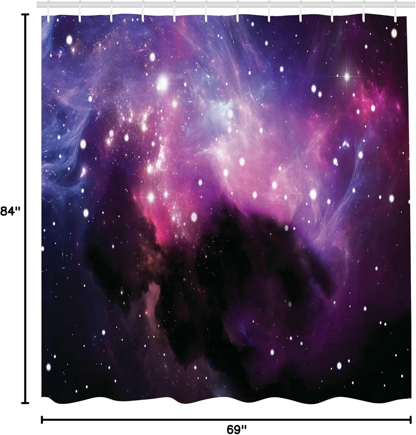 Ambesonne Space Shower Curtain, Futuristic Nebula Dust Cloud on Milky Way Cosmos Dark Matter Energy Interstellar, Cloth Fabric Bathroom Decor Set with Hooks, 69" W x 84" L, Purple Blue