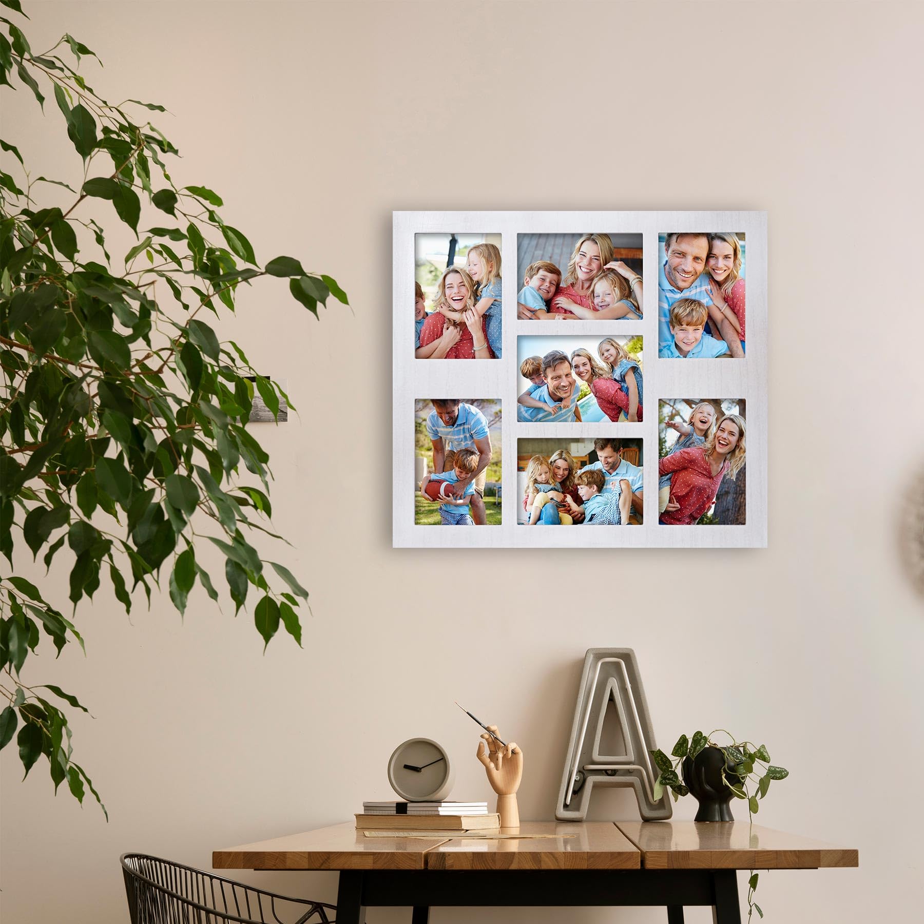 Marco de fotos para collage de fotos de 5 x 7 pulgadas, 7 aberturas, collage de fotos, marco de fotos blanco, decoración de pared para soporte de mesa y marcos de montaje en pared para