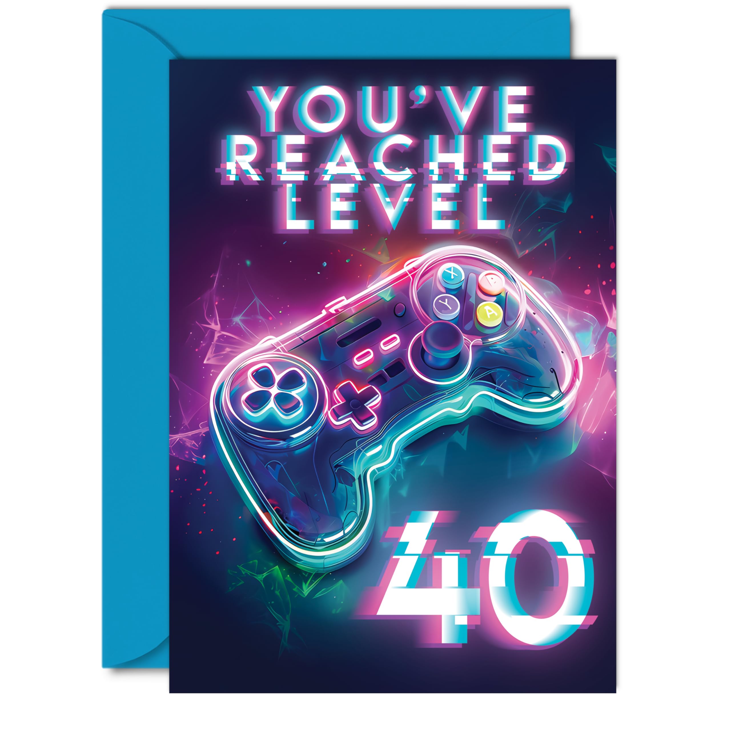 40th Gamer Birthday Cards for Men Women - You've Reached Level 40 - Happy 40 Birthday Card for Brother Sister Uncle Auntie Friend, A5 Forty Fortieth Bday Video Game Greeting Cards