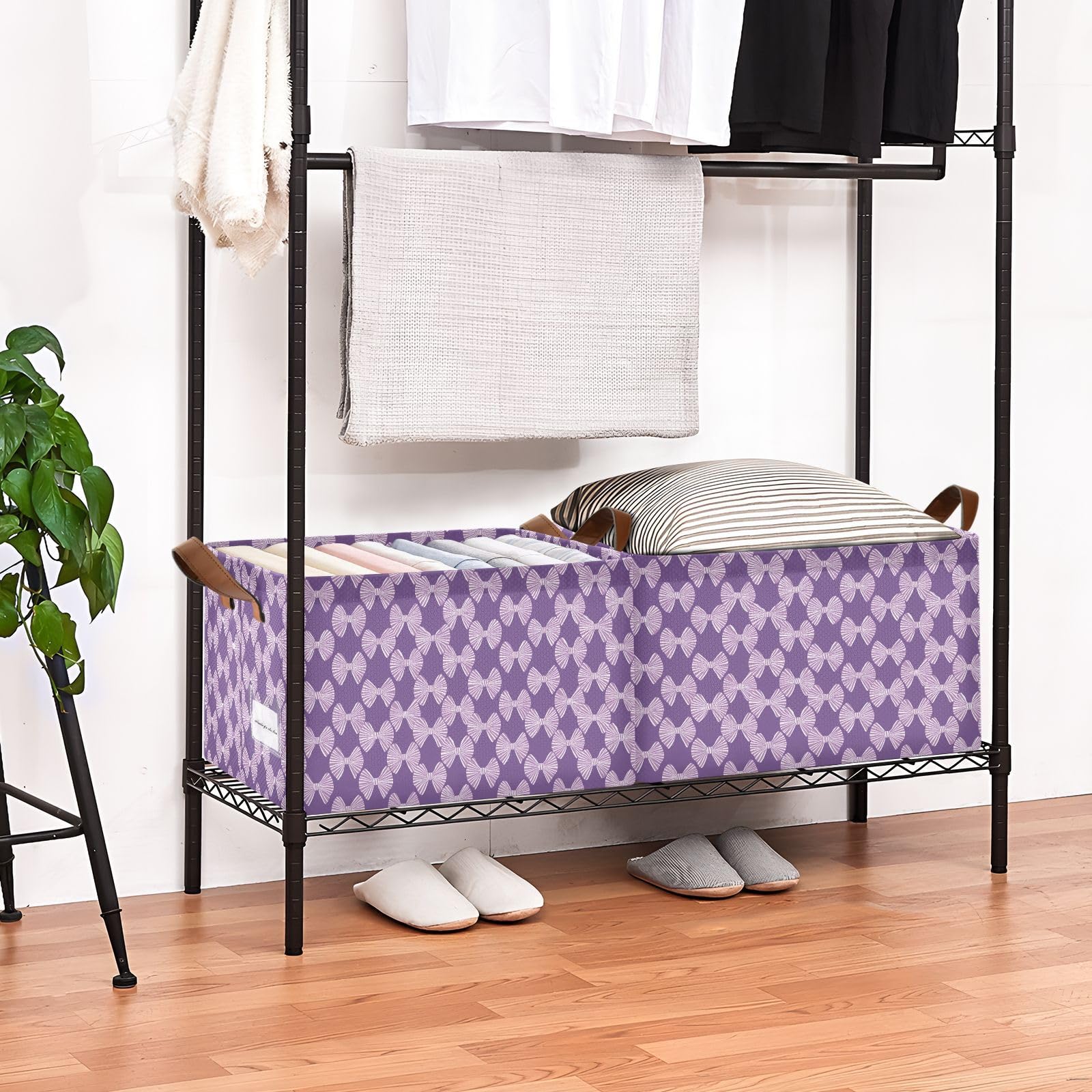 KLL Ukiyo Style japońskie cukierki fioletowe białe duże kosze do przechowywania z uchwytami pojemniki do przechowywania na półki szafa 2 szt. cajas de almacenamiento para closet