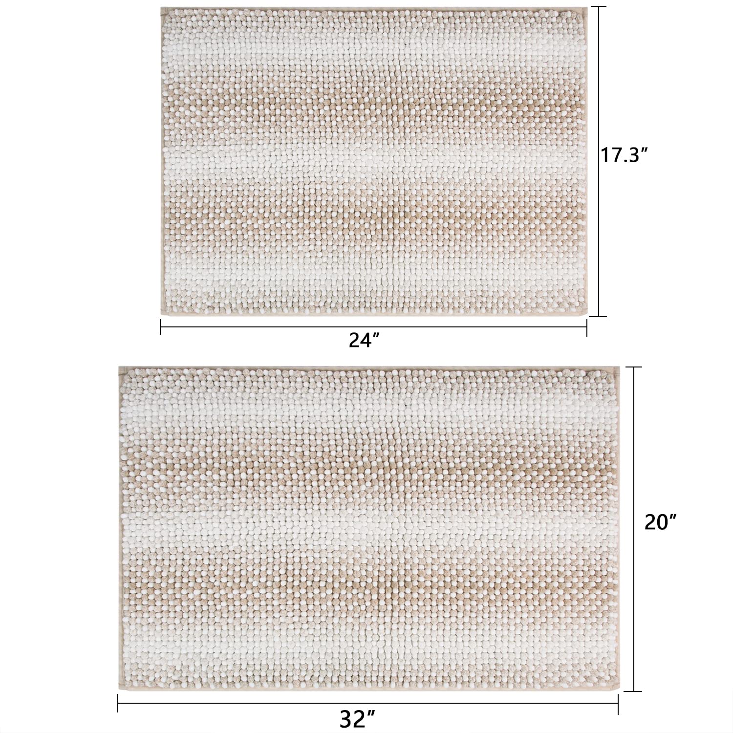 Abilliongo Bathroom Rug Set, Beige Bath Mats Non Slip Bath Rugs Set