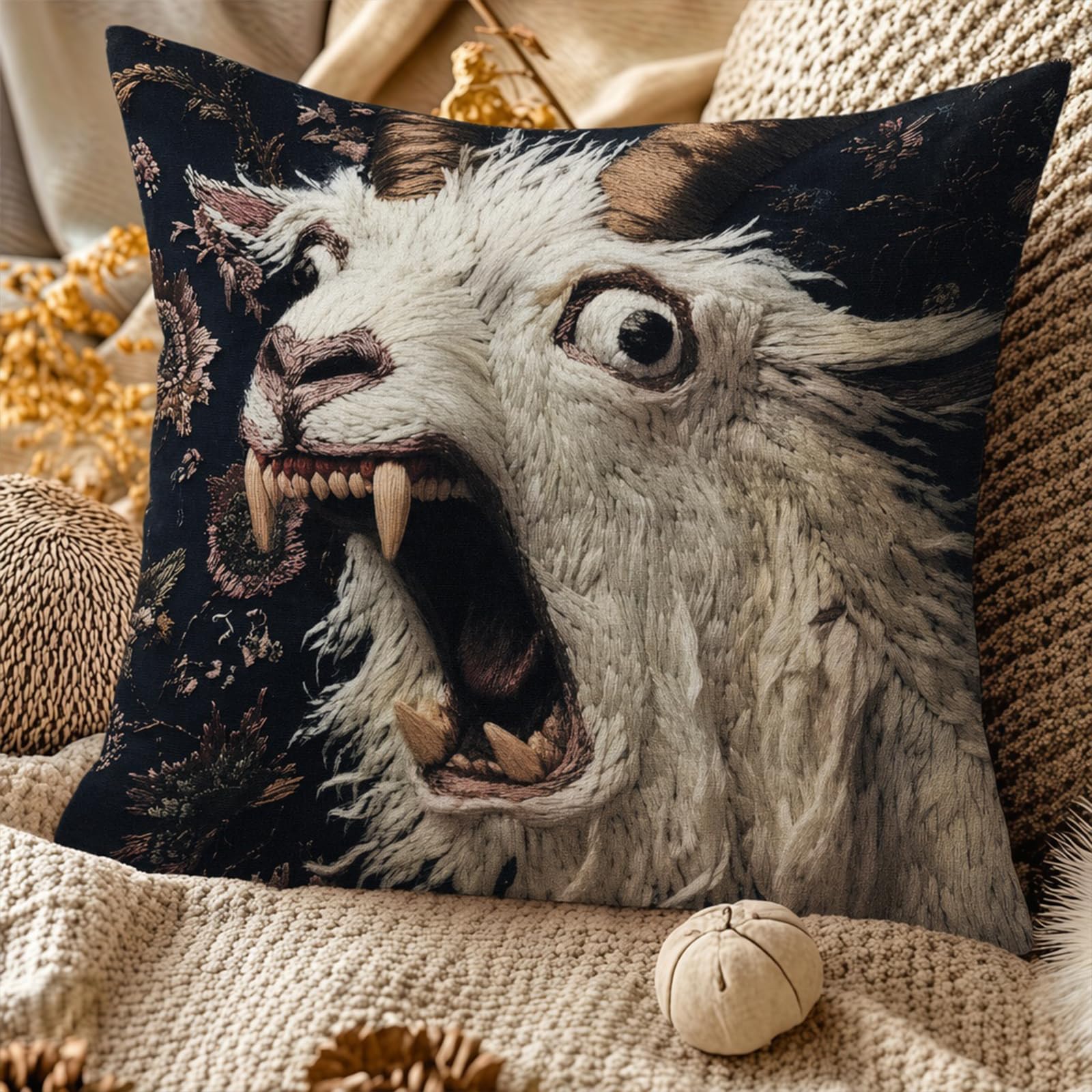 Screaming Goat Pillow Cover 18x18 Inch (Style B)