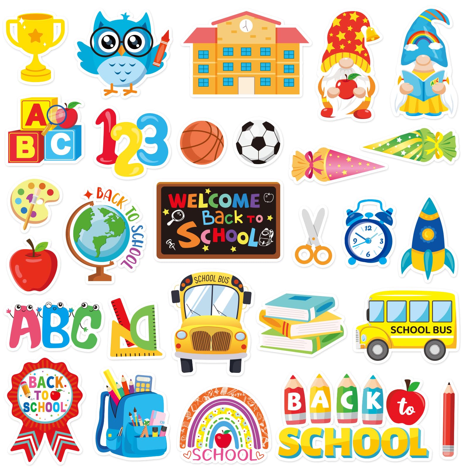 MARFOREVER 25 PCS Back to School Window Gel Clings Wall Glass Decorations