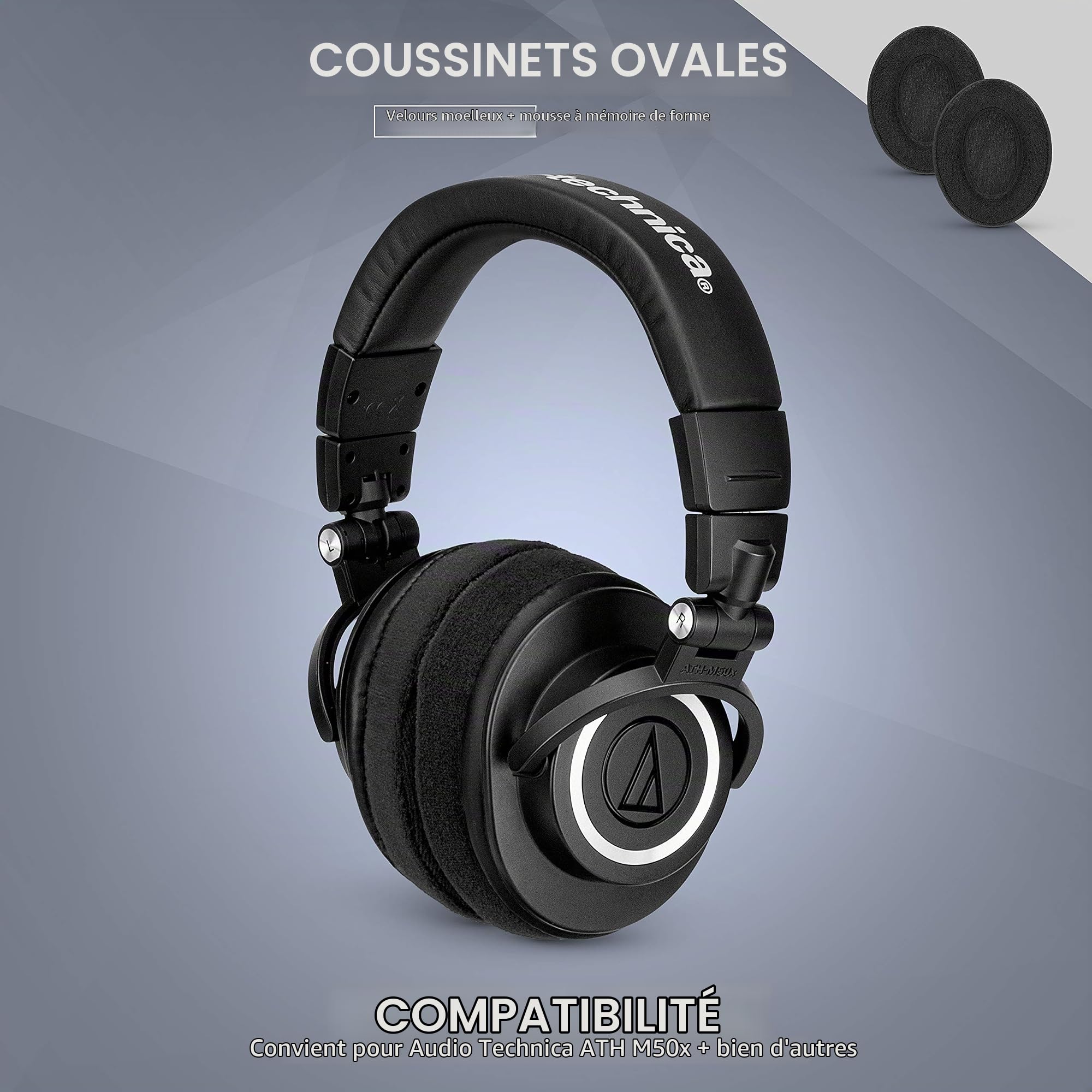 Brainwavz Coussinets en mousse à mémoire de forme Adaptés pour de nombreux casques AKG, HiFiMan, ATH, Philips, Fostex, Grado, Sony Ear Pad