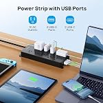 TROND Surge Protector Power Bar with 2 USB C, 4000 Joules, ETL Listed, 10 Widely Spaced Outlets, 5ft Flat Plug Extension Cord Indoor, Wall Mountable, Home Office Supplies Dorm Room Essentials