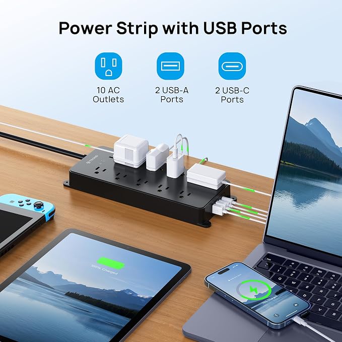 TROND Protector Eléctrico con 10 Tomas y 4 Puertos USB miniatura 7